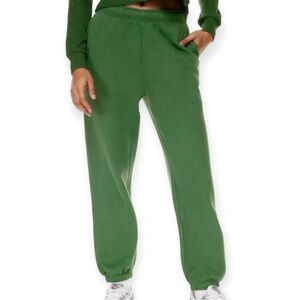 TNA Sweatfleece Cozy Fleece Boyfriend Fit Jogger Pants Sweatpants Green Size XS